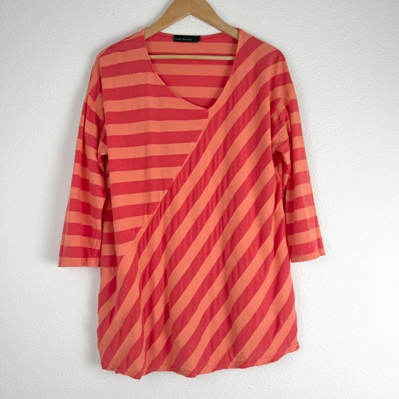 Cut Loose Asymmetric Stripe Knit Top Shirt Tunic Longline Knit Small - Picture 1 of 5